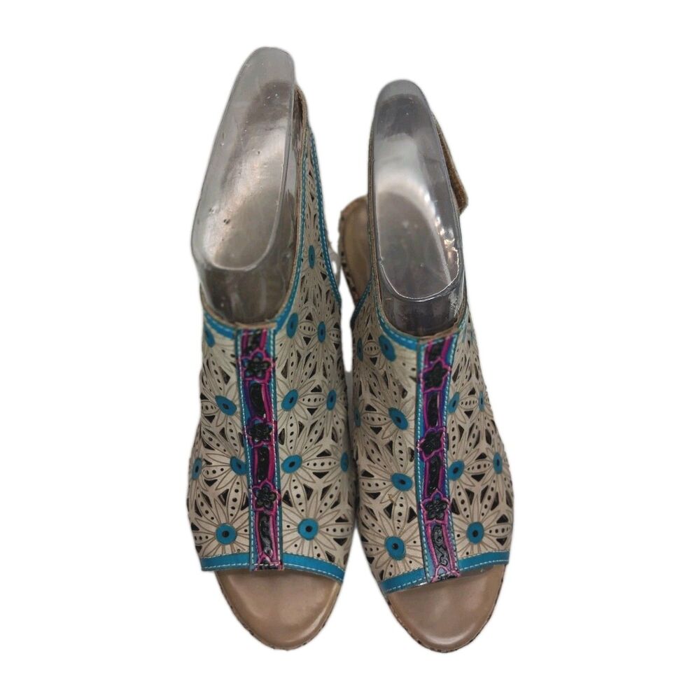 L'Artiste Spring Step Marjan Women’s Sz 38 7.5-8 Cutout Leather Heeled Sandals - Picture 3 of 11